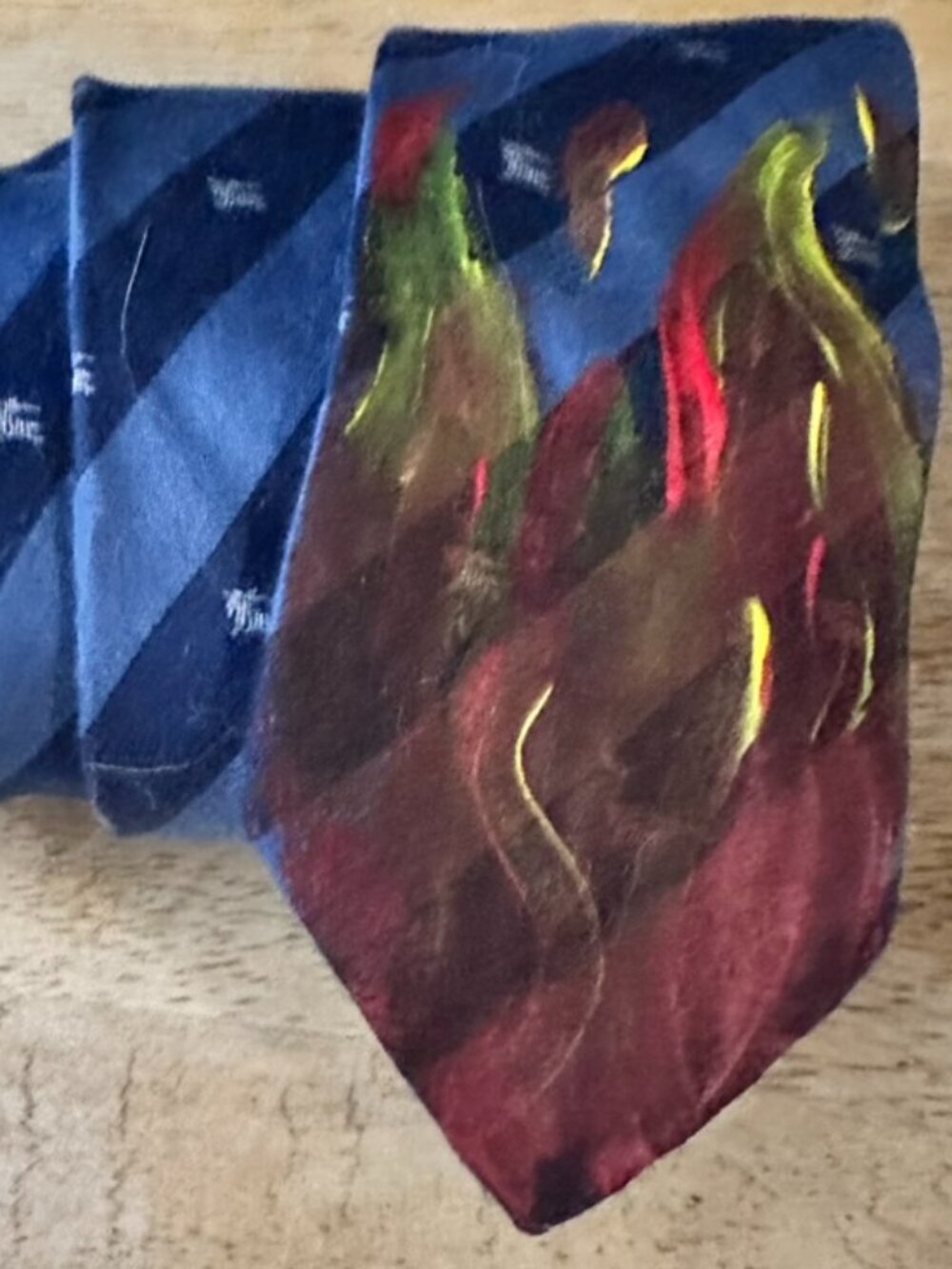 Burberry Stripes Upcyled Silk Tie Necktie Painted Handpainted